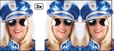 3x Pet Politie Hotti blauw - Police carnaval thema feest festival party Hot police
