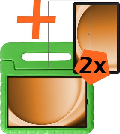 Hoesje - Geschikt voor Samsung Galaxy Tab A9 - Met 2x Screenprotector - Kinderhoes Shockproof Bumper - Kidsproof Case - Tablet Hoes - Kinder Hoes Cover - Groen