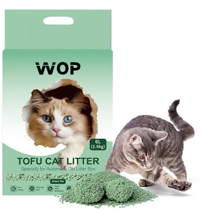 TOFU kattenbakvulling - Green Tea - WOP - Kattoilet - 6L - 2.5KG