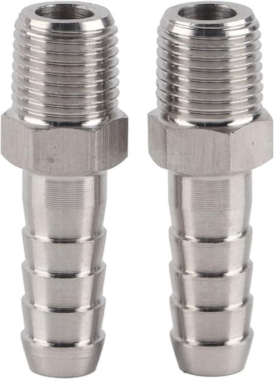 2-delige 1/4 inch slangaansluiting van roestvrij staal voor luchtcompressor met mannelijke BSPT draadverbinding en koppeling, ideaal voor luchtleidingen en accessoires