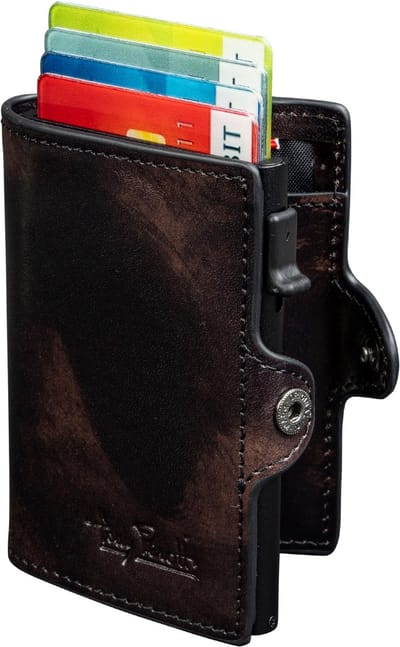 Tony Perotti Furbo Van Gogh leren RFID pasjeshouder met papiergeld- en buitenvak Zwart