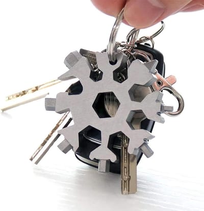 Sneeuwvlok Multitool - Compact Gereedschap - Snelle Reparaties - 18 Functies - Roestvrij Staal - Zilver