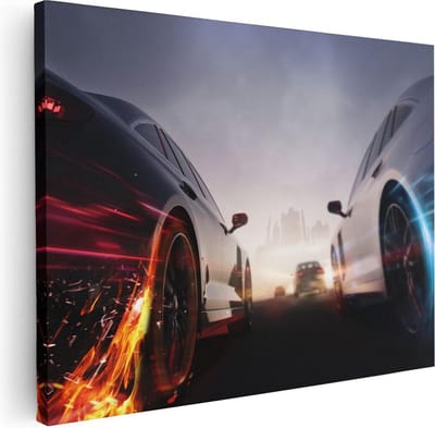 Artaza Canvas Schilderij Sportauto - 40x30 cm - Klein - Wanddecoratie Mancave - Muurdecoratie Race - Kamer Accessoires