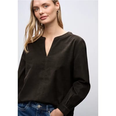 Corduroy blouse in effen kleur
