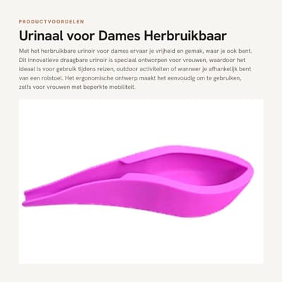 Dailygoods- Urinaal Draagbaar - Urinaal voor Vrouwen - Herbruikbaar van Siliconen - Inclusief Reistas - Eenvoudig te Bedienen - Geschikt voor Gehandicapte Vrouwen - Urinoir