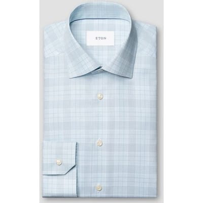 Eton Overhemd Multi Check Organic Cotton Twill Licht Blauw / male