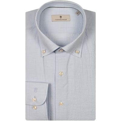 Thomas Maine Overhemd Torino Button-Down Seersucker Licht Blauw / male