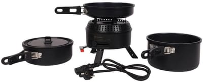 Campguru Hybrid Stove Set - Kooktoestel - Gas en elektrisch - Inclusief 3 pannen - Compact op te bergen