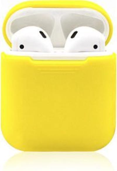 KELERINO. Siliconen hoesje geschikt voor Apple Airpods 1 & 2 - Softcase - Geel