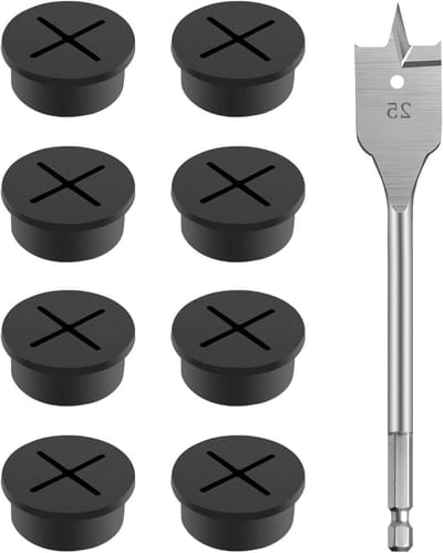 Set van 8 Flexibele Siliconen Kabeldoorvoeren met Boor, Ideaal voor Bureau, Thuis en Werkplek, Perfecte Oplossing voor Kabelbeheer en Organisatie