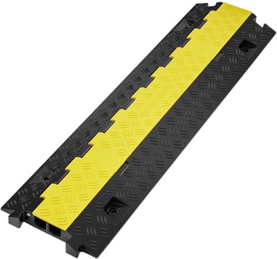 Brandistry - Kabelbeschermer - Rubberen Verkeersdrempels - Verkeerssnelheid drempel - Set Van 3 - Geel - Zwart - 22000 LBS -