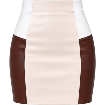 Missy Empire Minirok met hoge taille en kleurblokken voor dames (Beige)