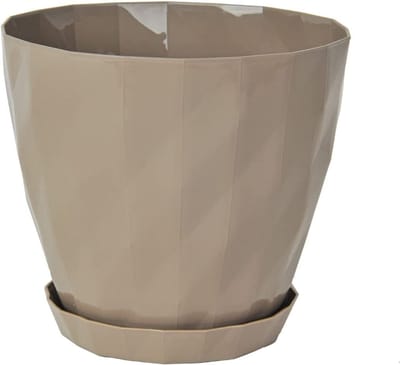 1+1 Sierpot Mokka Kristal design orchidee rond bloempot met schaal kruidenpot Ø 14 cm