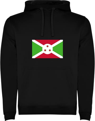 Zwarte Hoodie met Wereldse vlag land Burundi Full Color Maat M