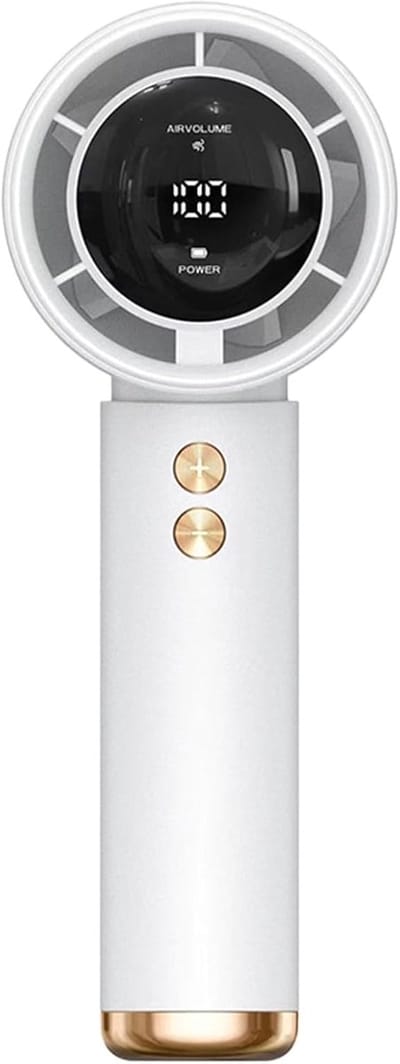 Draagbare Handventilator, Oplaadbare Turbo Ventilator, Krachtige Draadloze Luchtcirculator, Digitaal Scherm, Stil Voor Buiten, 6.22x2.36x2.28 Inch