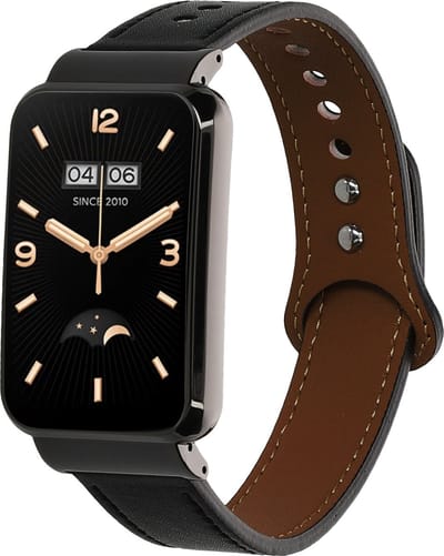 kwmobile lederen horlogebandje geschikt voor Xiaomi Mi Band 7 Pro polsband - Echt leren smartwatch bandje - Activity tracker horloge band in zwart / bruin