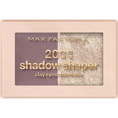 Max Factor 2000 Calorie Shadow Shaper Duo, 030 Shell Shadow, oogschaduwpalet, oogcontour in 2 stappen, veerkrachtige kleiformule die in poeder verandert, 4 g