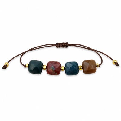 Engravia by Derya – Natuurstenen Armband – Verstelbaar Koord – Handgemaakt & Tijdloos Design – Persoonlijk Cadeau voor Dames en Heren