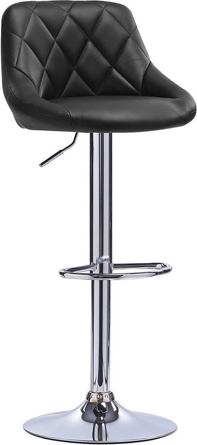 Barkruk Nero Deluxe - Industrial - Zwart - Barkrukken set van 1 - Barstoel Kruk - Barstoelen met rugleuning - Keukenstoel - In hoogte verstelbaar - Kunstleer