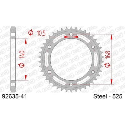 Stalen motortandwiel achteraan Afam 525 41 dents