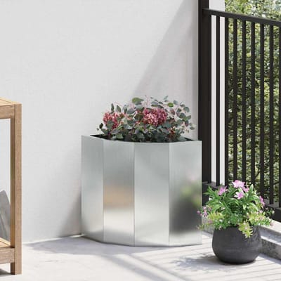 vidaXL Hoek Plantbak zilver 30 x 30 x 35 cm Verzinkt staal