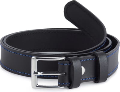 Ladeheid Kinderriem – Riem - Jongens - Broekriem - Verstelbaar - Leer – Zwart/Blauw – 55 cm LA-EL-KIDS