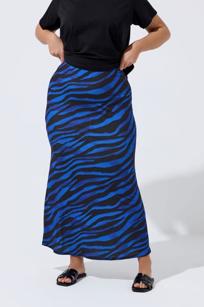 Limited Collection Blauwe Maxirok Met Zebraprint Size 38