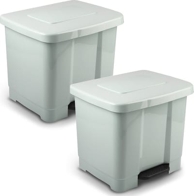 Plasticforte Pedaalemmer - 2x - 2-vaks - mintgroen - 35 liter - 43 x 38 x 38 cm - kunststof