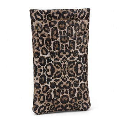 PolkaHome Brillenetui Luipaardprint – Zacht Brillenzakje van PU-Leer – Compact Brillenhoesje voor Bril en Zonnebril – Slank Brilletui voor Onderweg