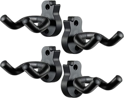Gitaar Hanger - Muurbeugel Houder - Instrument Ophangen - Set van Vier - Universele Pasvorm - Zwart
