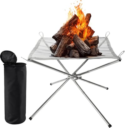 MTTproducts- Open Haard Draagbaar - 56 cm - Opvouwbaar - Roestvrij Staal - Buiten Vuurkorf - Stabiliteit voor Kamperen