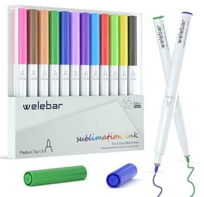 Sublimatiestiften Set met 12 Kleuren voor Cricut - 1,0 mm Puntenset voor Creatieve Projecten