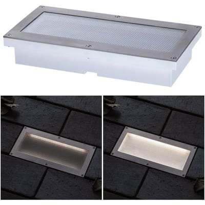 LED-grondinbouwlamp Brick Schemergestuurde bewegingsmelder (IR) IP67 200x100 mm 3000K 1,6W 50lm 230V Alu, Grijs Metaal, edelstaal