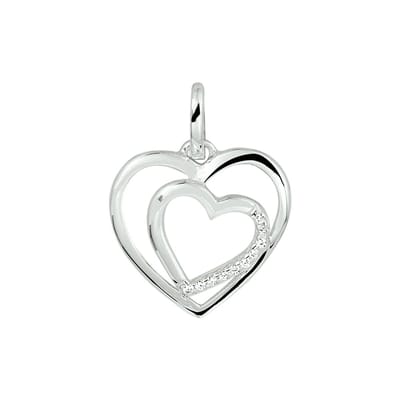 zilver gerhodineerd hanger hart zirkonia 1337147