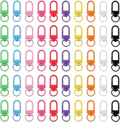 Mini Carabiner Haakjes - 50 Stuks Kleurige Sleutelhangers van Zinklegering voor Tassen en DIY Projecten - Ideaal voor Outdoor en Camping