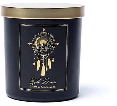 Manifestatiekaars Boho Dreams in glas met deksel - Myrrh & Sandalwood