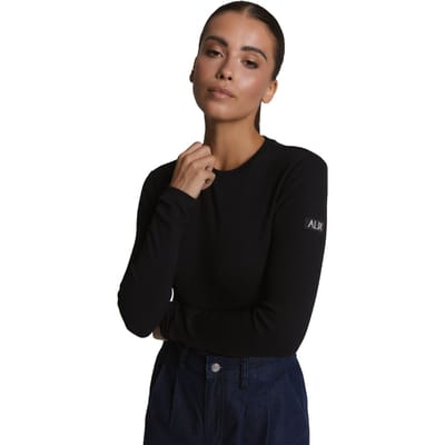 Alix The Label Ladies Knitted Rib Longsleeve T-shirt Dames - Topjes - Zwart - Maat XS