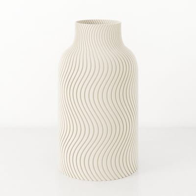 Fleuriek Vaas - Beige - H30cm - Japandi - Wavy patroon vaas - Design vaas van bio kunststof - Tafeldecoratie