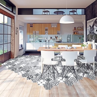 Antislip vloerstickers met beschermlaag - SIA vloertegels - 60x135cm - 10 zeshoekige stickers 30x26cm