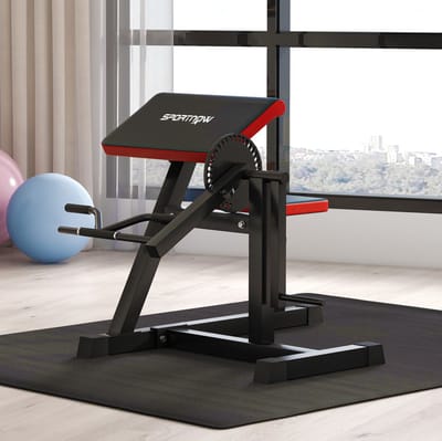 MEUNIQ biceps- en triceps curlbank 105 x 95 x 80 cm met 5-voudig verstelbare zitting, 25 hoekinstellingen, 60 kg belastbaar en 5 cm polstering, zwart