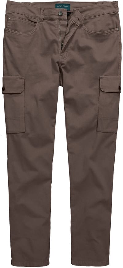 Boston Park - Heren - Cargobroek keperstof Straight Fit - Donkerbruin - Maat 70