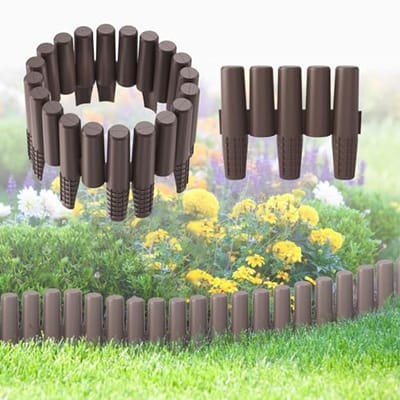 Kunststof Gazonrand Houtlook - Flexibele en Weerbestendige Border voor Tuin en Bloembed 5,6m
