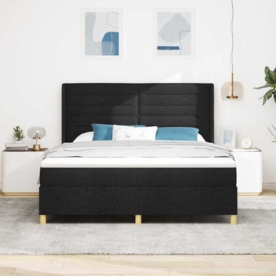 vidaXL - Boxspring - bed - met - matras - met - hoofdeinde - Zwart - 180 - x - 200 - cm - Stof