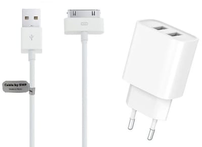 OneOne 2.4A lader met 2 poorten + 3,0m USB kabel. Oplader adapter past op Apple iPhone 3G, 3Gs, iPhone 4, 4s, iPad 1, iPad 2, iPad 3, iPod Classic, iPod Mini, iPod Nano 1, 2, 3, 4, 5, 6, iPod Touch 1, 2, 3, 4
