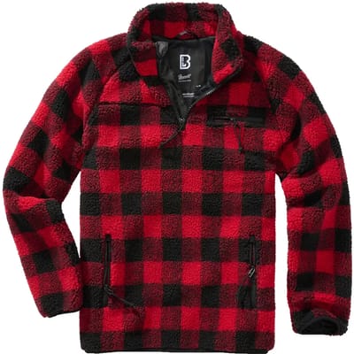Brandit - Teddyfleece Troyer Sweater/trui - S - Rood/Zwart