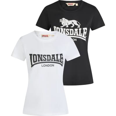 Lonsdale London Combe Double Pack Dames T-shirt - zwart - L