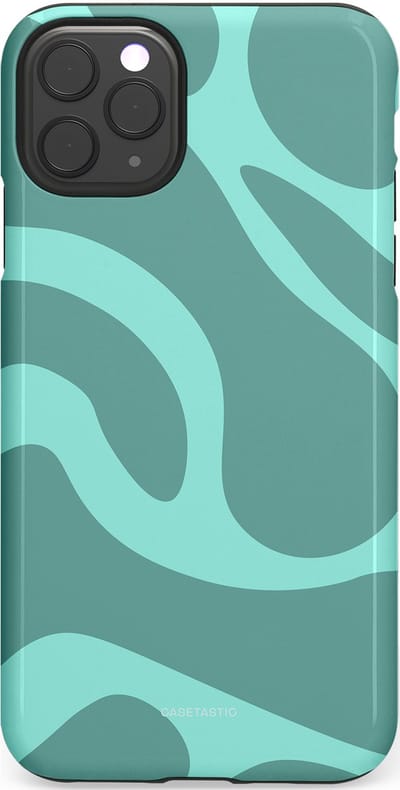 Casetastic Hoesje Geschikt voor Apple iPhone 11 Pro Max - Stijlvolle Beschermende Duo-layer Case - Aqua Golven