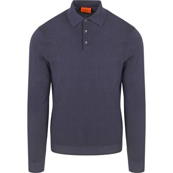 Suitable Compact Cotton Poloshirt Donkerblauw (navy) - Maat XXL - Heren - Longsleeve polo - Polo shirt Heren met Lange mouwen
