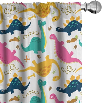 ABAKUHAUS Dino-gordijn – 2-delige set microvezel gordijnen 75x245 cm – veelkleurig
