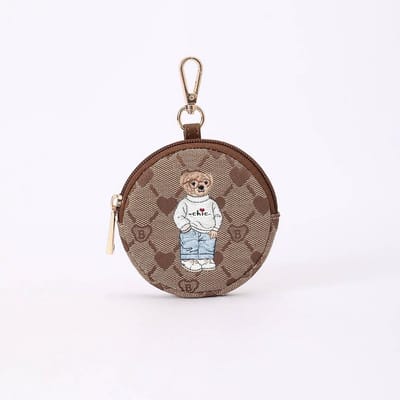 Portemonnee rond met rits - Beige monogram - Teddybeer - B-loved